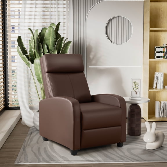 Vineego Massage Sofa Chair,Adjustable Recliner Home Theater Seating with PU Leather Padded Backrest and Thick Seat Cushion ,Brown