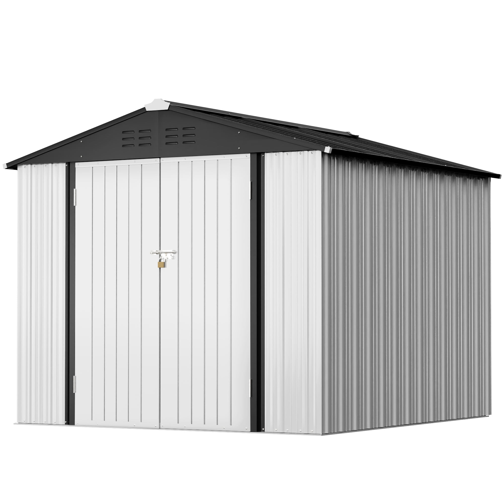 Vineego Metal Outdoor Storage Shed 8FT x 6FT, Steel Utility Tool Shed