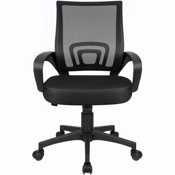 Vineego Mid-Back Adjustable office Desk Chair with Lumbar Support and Armrest, Black