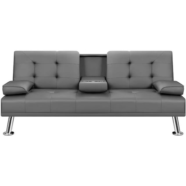 Vineego Modern Faux Leather Couch Convertible Folding Futon Sofa Bed