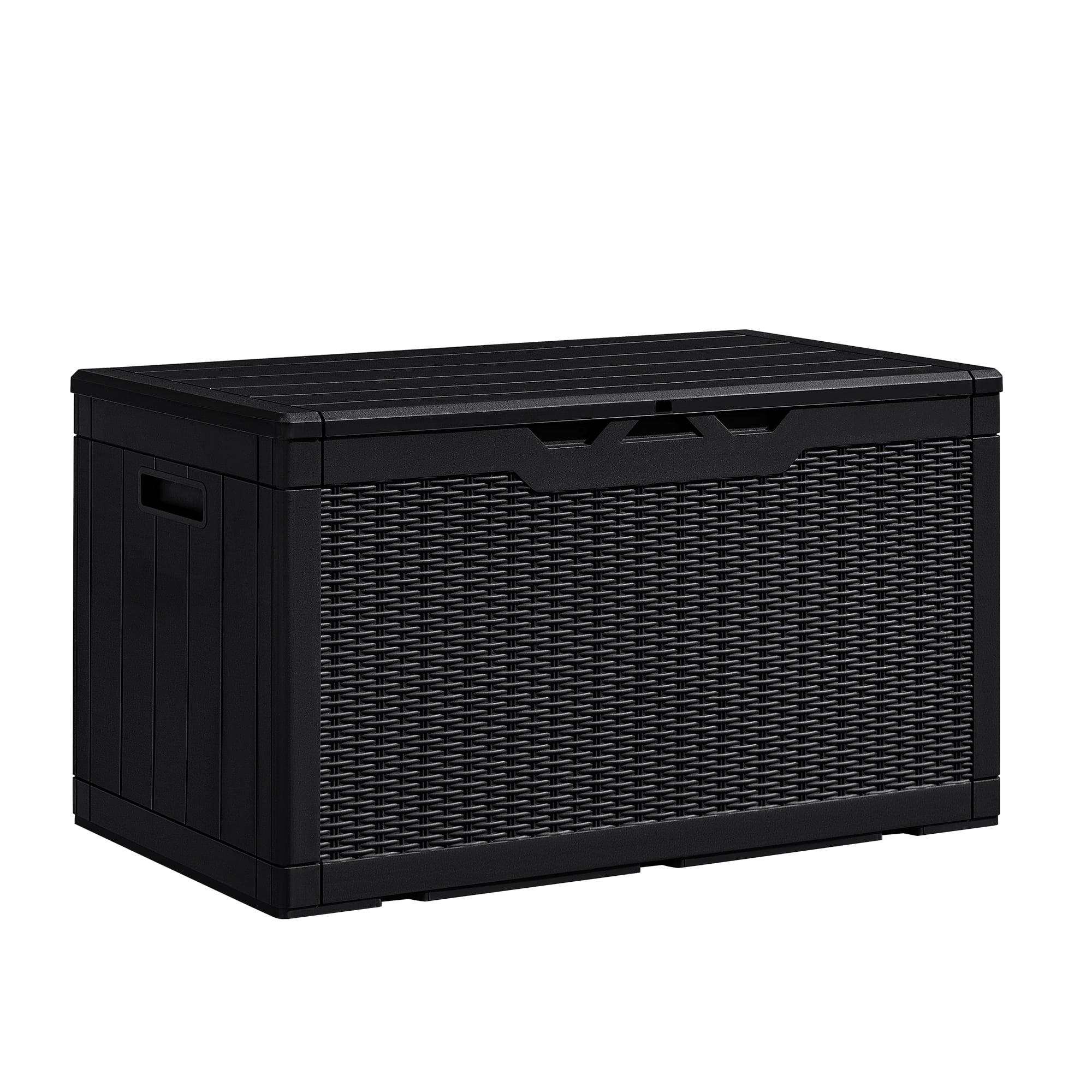 Vineego Modern Outdoor Lockable 100 Gallon Resin & Plastic Deck Box, Black