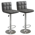 thumbnail image 1 of Vineego Modern Square PU Leather Swivel Adjustable Bar Stool, Set of 2, Bar Stool for Kitchen Counter (Black), 1 of 3