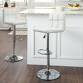 thumbnail image 1 of Vineego Modern Square PU Leather Swivel Adjustable Bar Stool, Set of 2, Bar Stool for Kitchen Counter,White, 1 of 9