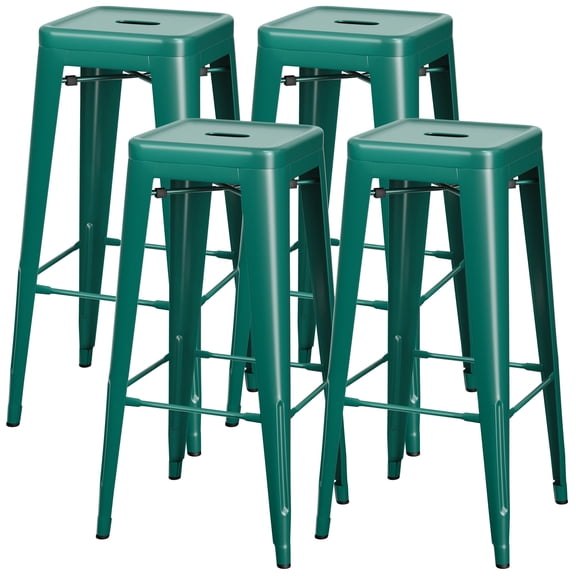 Vineego Modern Stackable Counter Height Bar Stool, Green (Set of 4)
