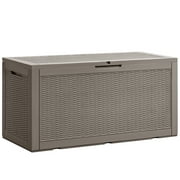 Vineego Outdoor All-Weather 105 Gallon Resin Deck Box, Light taupe