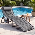 thumbnail image 1 of Vineego Outdoor Folding Chaise Lounge Chair, Portable Reclining Adjustable Metal Tanning Chair with Side Storage Bag for Beach Patio Pool, Gray, 1 of 10