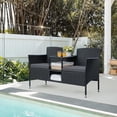 thumbnail image 1 of Vineego Outdoor Patio Loveseat Black Wicker 2-Seat Patio Conversation Set with Cushions & Center Storage Table，Gray, 1 of 7