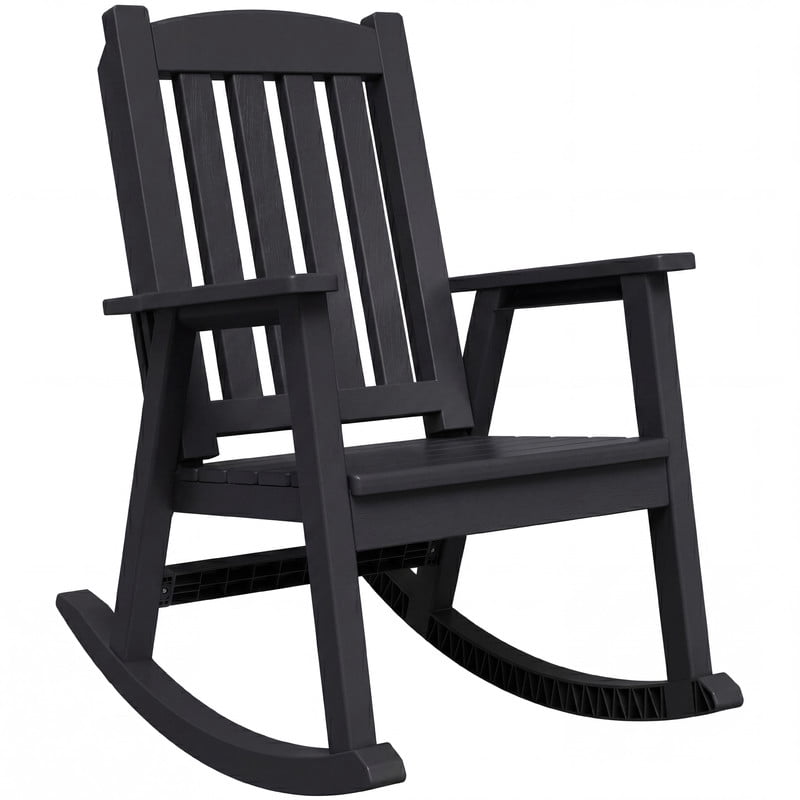 Vineego Oversized Outdoor Rocking Chair Set of 2, Heavy Duty Patio Rocker, All-Weather Resistant Front Porch Lawn Chairs for Outside, Black