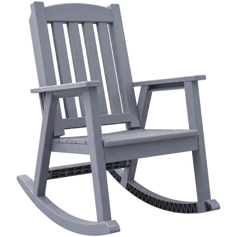 Vineego Oversized Outdoor Rocking Chair Set of 2, Heavy Duty Patio Rocker, All-Weather Resistant Front Porch Lawn Chairs for Outside, Gray