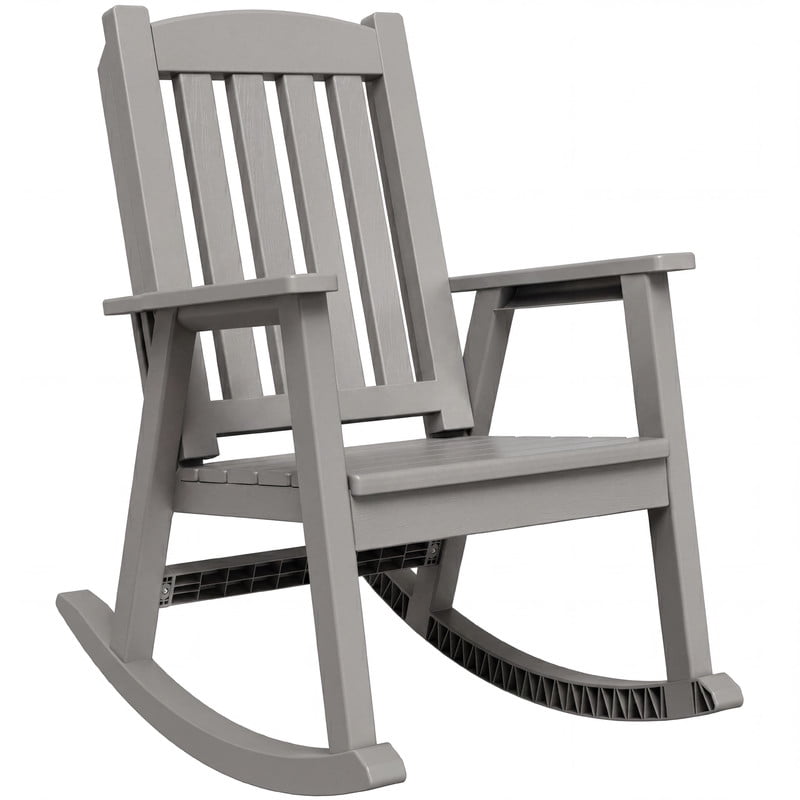 Vineego Oversized Outdoor Rocking Chair Set of 2, Heavy Duty Patio Rocker, All-Weather Resistant Front Porch Lawn Chairs for Outside, Light Brown