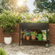 Vineego Raised Garden Bed with Legs, Mobile Planter Box Elevated on Wheels Portable Planter Cart for Vegetable Herbs Potted Plants Flowers