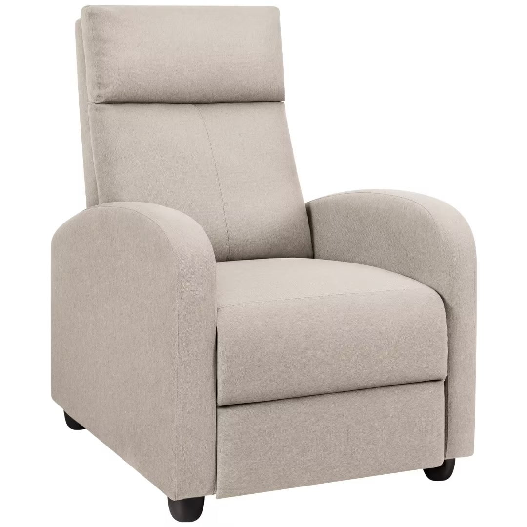 Vineego Recliner,Adjustable Home Theater Single Fabric Recliner with Thick Seat Cushion and Backrest Modern Living Room Recliners,Beige