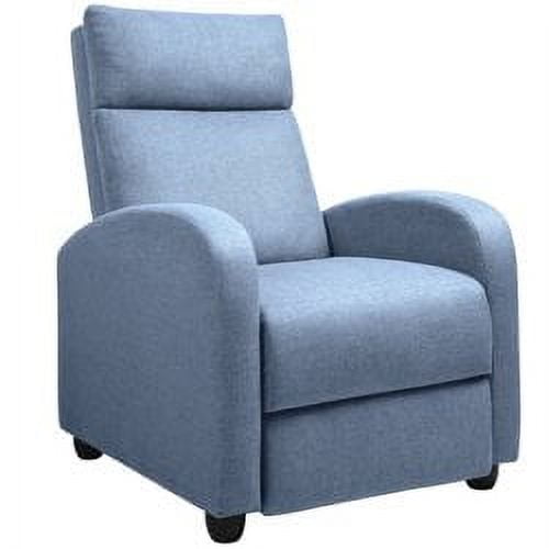 Vineego Recliner Chair, Push-Back with Footrest, Fabric, Blue