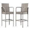 thumbnail image 1 of Vineego Set of 2 Outdoor Wicker Barstools Patio Bar Stools with Footrest and Armrest for Backyard,Gray, 1 of 7