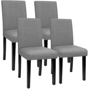 Vineego Set of 4 Fabric Dining Chairs Mid Century Living Room Chairs Armless Side Chairs with Solid Wood Legs for Kitchen Room, Gray