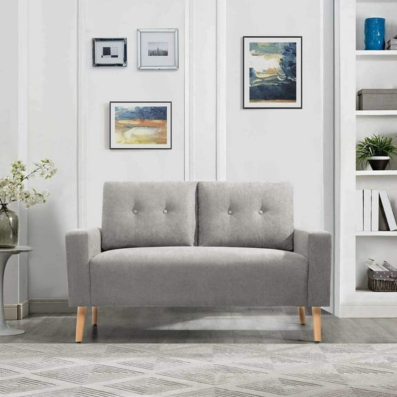 Vineego Modern Sleek Terry Cloth Compact Loveseat, Grey
