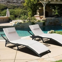 Vineego Steel Foldable and Cushioned Outdoor Chaise Lounge - Set of 3, Black