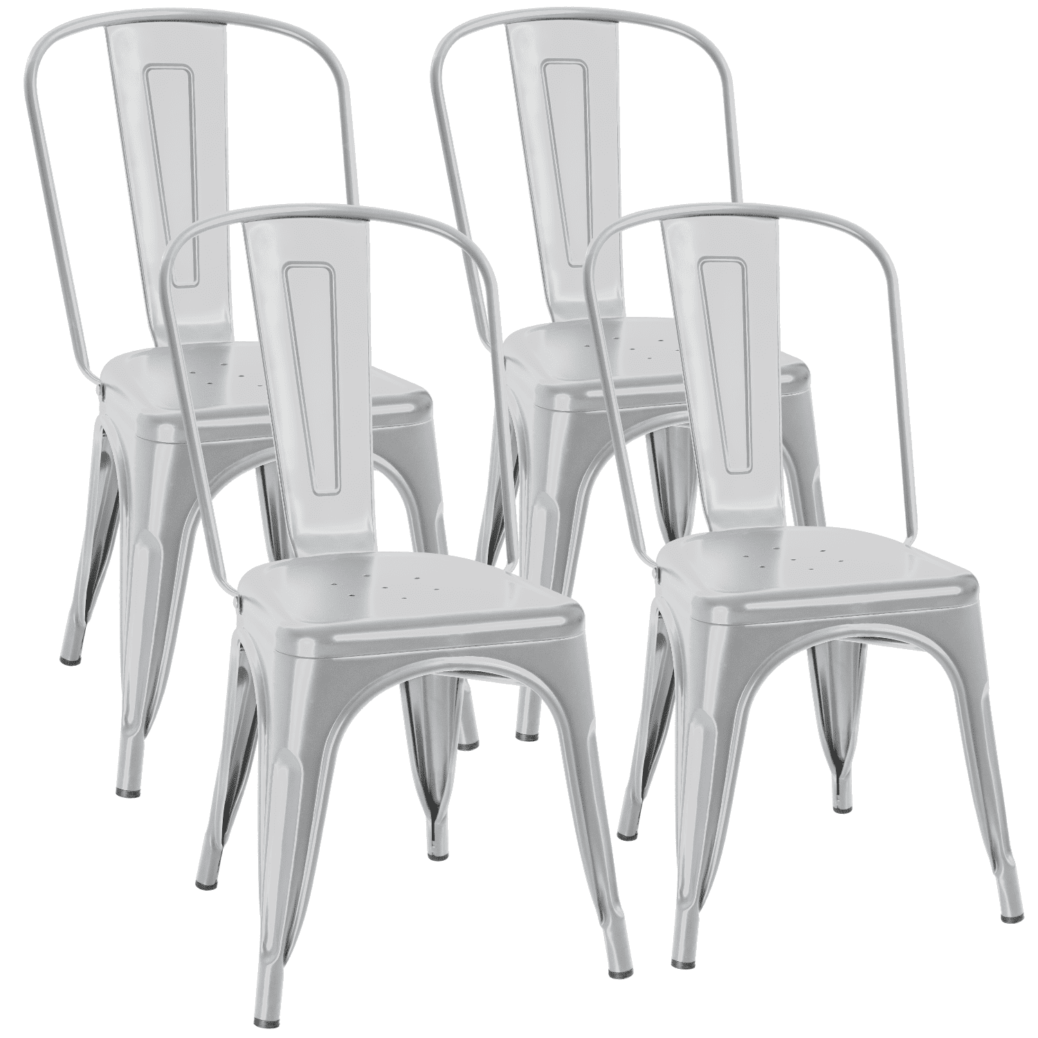 Vineego Steel Indoor-Outdoor Waterproof Folding & Stacking Chairs, Gray (Set of 4)