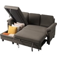 thumbnail image 1 of Vineego Versatile Sectional Sofa Couch, Small Sleeper Sofa with Storage and Pull-Out Bed，Brown, 1 of 9
