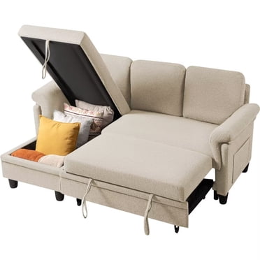 Reversible Sleeper Sectional Sofa with Storage Chaise and Pull Out ...