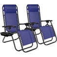 thumbnail image 1 of Vineego Zero Gravity Chairs Patio Chairs Lawn Lounge Chair Patio Set of 2 with Pillow and Cup Holder Patio Furniture for Poolside Backyard and Beach Set of 2 (Blue), 1 of 7