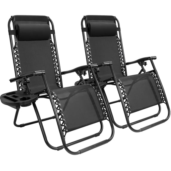 Vineego Zero Gravity Recliner with Adjustable Pillow - Set of 2 Black