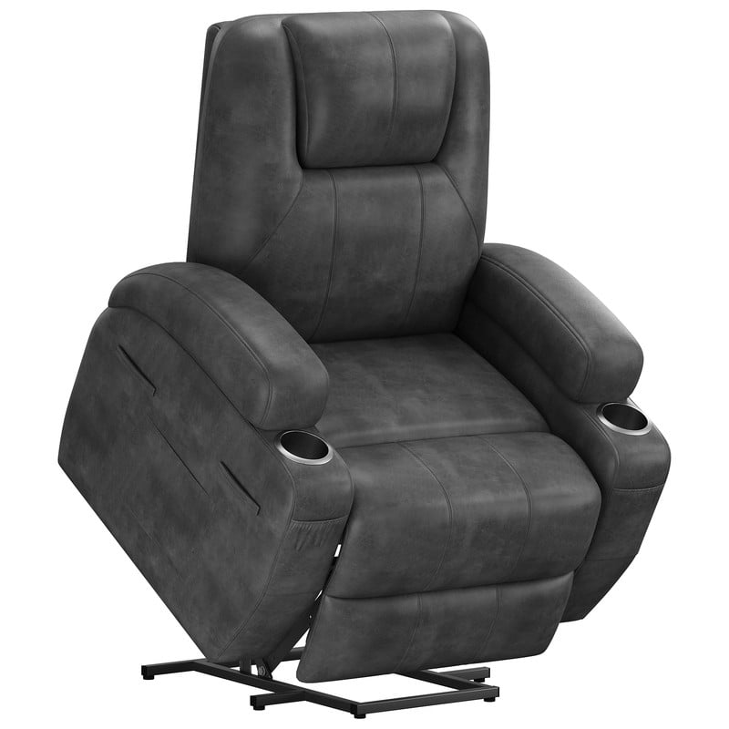 Vineego power lift recliner chairs massage Single sofa chair with cup holder for elderly,Black