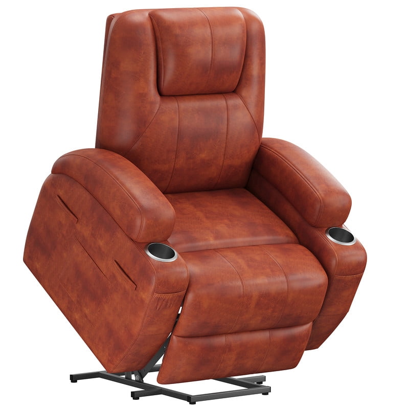 Vineego power lift recliner chairs massage Single sofa chair with cup holder for elderly,Brown