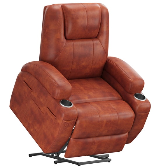 Vineego power lift recliner chairs massage Single sofa chair with cup holder for elderly,Brown