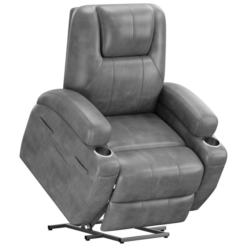 Vineego power lift recliner chairs massage Single sofa chair with cup holder for elderly,Gray