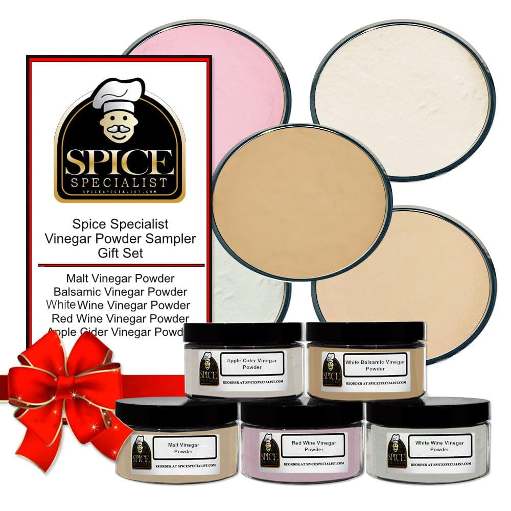 Vinegar Powder Sampler Set Contains 5 Plastic Jars (1 each of Red