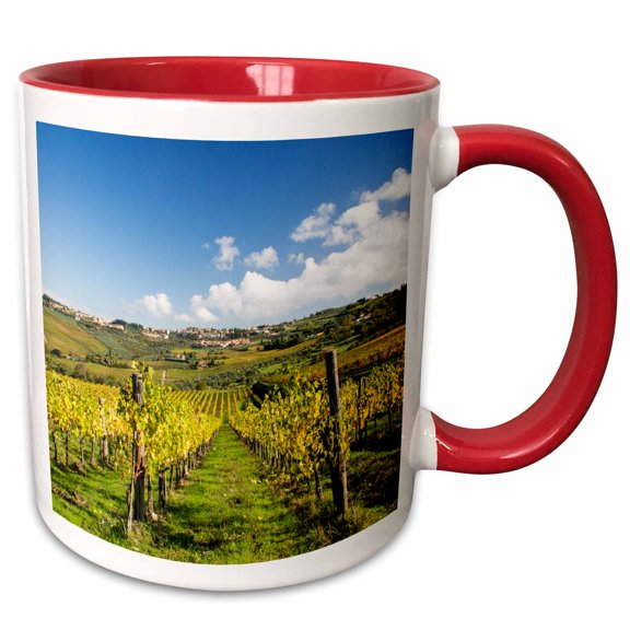 3drose, Vines and Olive Groves of the Village of Panzano, Italy, 11oz Two-tone Red Mug