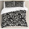 thumbnail image 1 of Vines Duvet Cover Set, Monochrome Abstract Flowers Grape Leaves Modern Dots Arrangement, Decorative 3 Piece Bedding Set with 2 Pillow Shams, Queen Size, Charcoal Grey Off White, by Ambesonne, 1 of 3