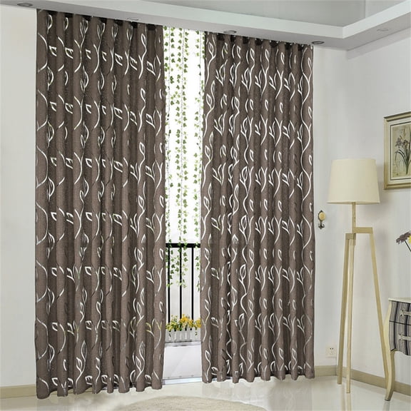 Vines Leaves Sheer Curtain Panel 39x51 Inch, Rod Pocket Tulle Window Scarf, Elegant Floral Cutout Drape for Living Room Bedroom