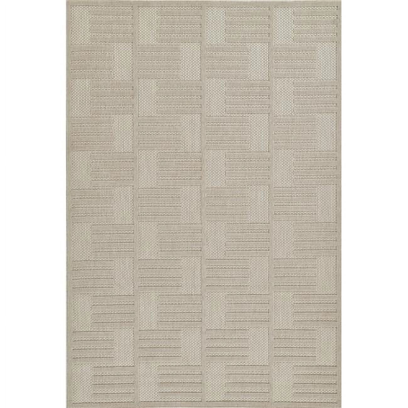 Beige Geometric Rectangular Indoor/Outdoor Rug 5'3" x 7'6"