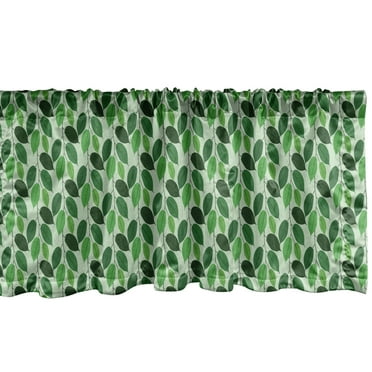 Vines Window Valance, Continuous Liana Leaves Exotic Spring Illustration in Green Tones, Curtain Valance for Kitchen Bedroom Decor with Rod Pocket, 54" X 12", Emerald Green, by Ambesonne