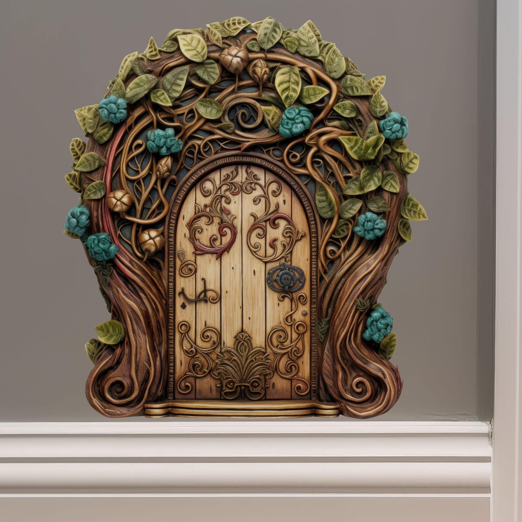Vines and Flowers Fairy Door - Fairy Door 3D Wall Sticker - Walmart.com