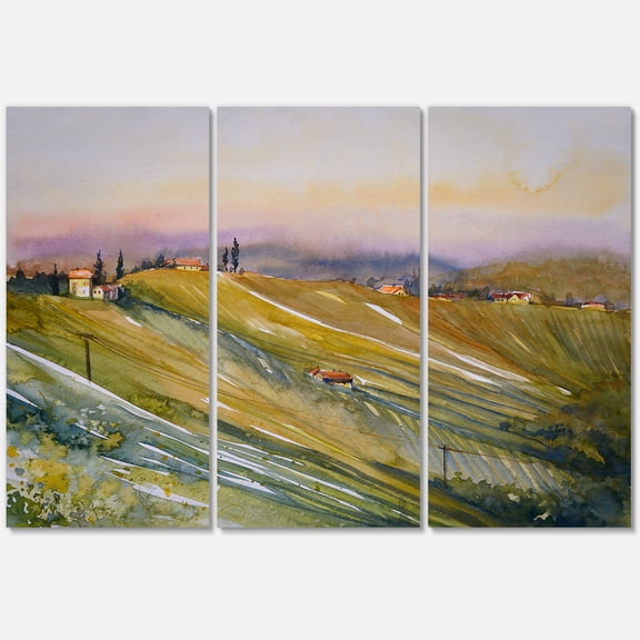 Designart ' Vineyard At Morning In Tuscany Italy ' Country Canvas Wall Art Print