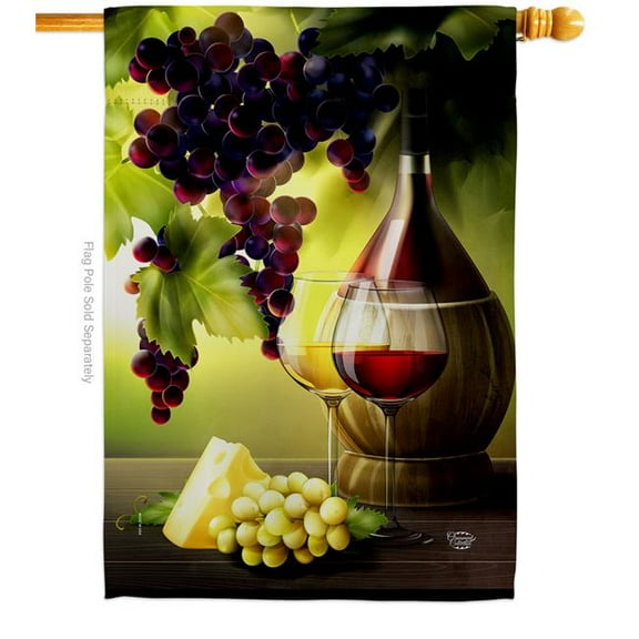 Vineyard Beverages Wine 28 x 40 in. Double-Sided Decorative Vertical House Flags for Decoration Banner Garden Yard Gift