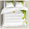thumbnail image 1 of Vineyard Duvet Cover Set, Collage of Wine Leaves on Bunch Farming Natural Rural Tasty Food Berry Image, Decorative 3 Piece Bedding Set with 2 Pillow Shams, Queen Size, Green Yellow, by Ambesonne, 1 of 3