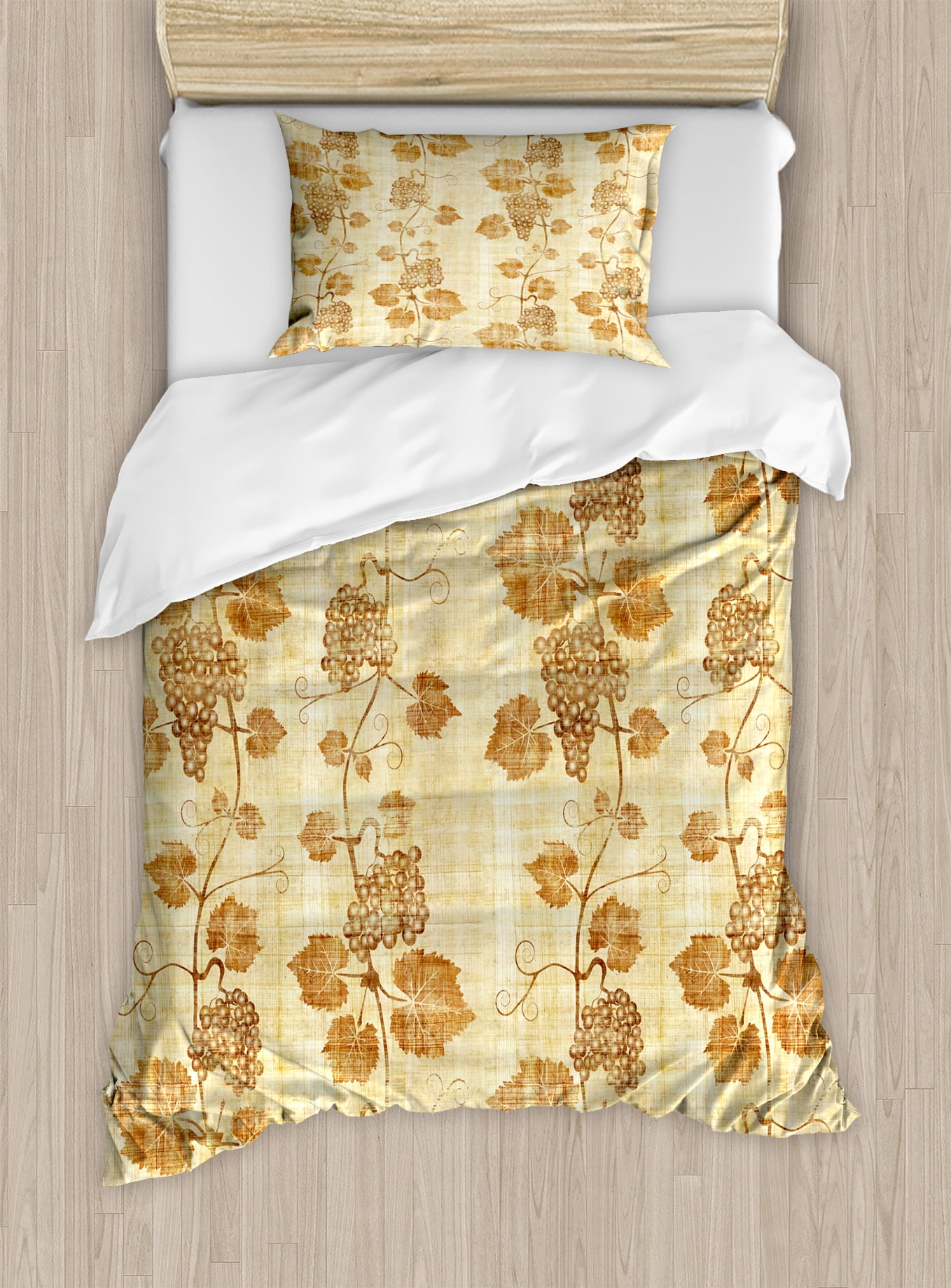 Twin Cream Floral Pattern Duvet Cover Set