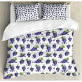 thumbnail image 1 of Vineyard Duvet Cover Set, Fruit Patterned Juicy Organic Yummy Food Cottage Life Design, Decorative 3 Piece Bedding Set with 2 Pillow Shams, Queen Size, Purple Green, by Ambesonne, 1 of 3