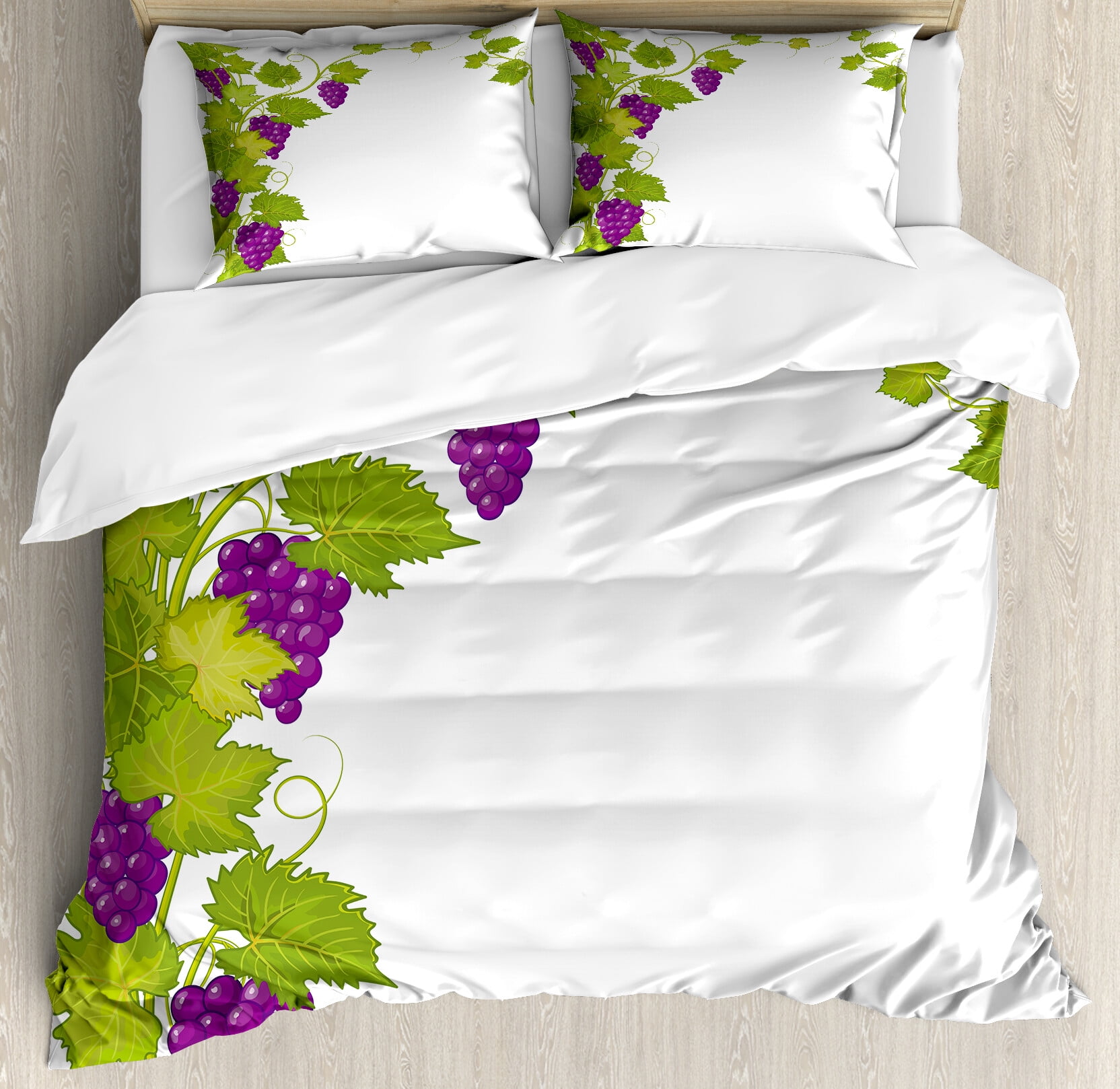 Wine Grape Pattern Print Bed Set Quilt