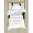 thumbnail image 1 of Vineyard Duvet Cover Set, Wine Leaf with Loose Bunch of Large Berries Tannin Breed French Village Image, Decorative 2 Piece Bedding Set with 1 Pillow Shams, Twin Size, Green Black, by Ambesonne, 1 of 3