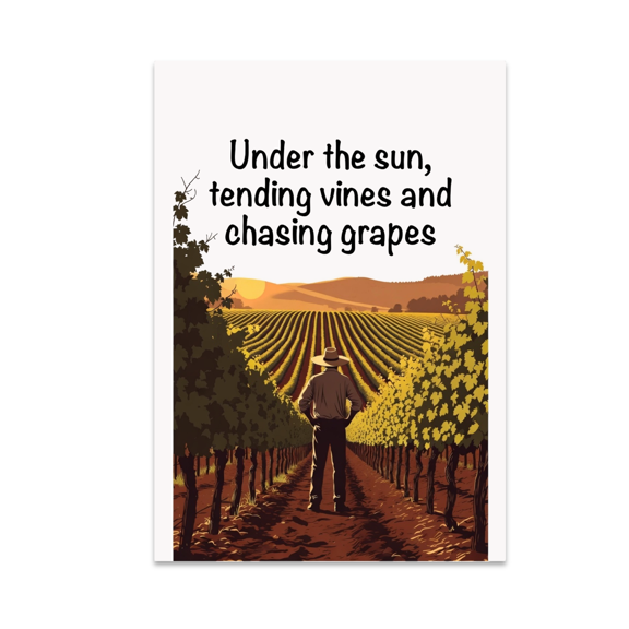Vineyard Field Worker Sunrise Art - Wine Enthusiast - 13x19 Poster Print
