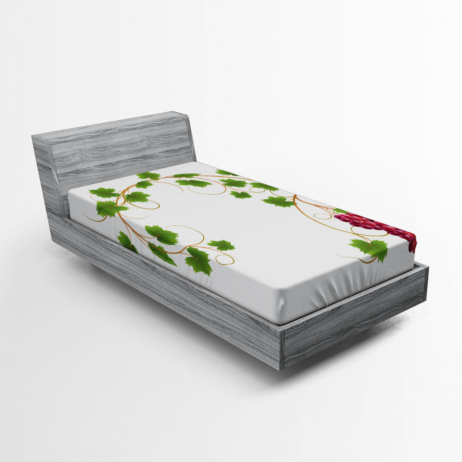 Vineyard Fitted Sheet, Curved Ivy Branch Deciduous Woody Wines Seeds