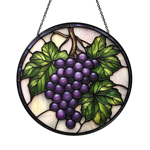 Vineyard Grape Leaf Stained Glass Window Suncatcher Home Decor