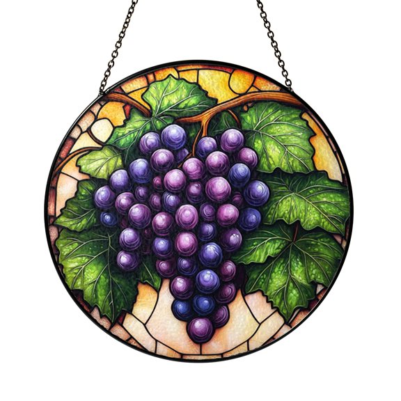 Vineyard Grape Scene Suncatcher – Kitchen Window Decor