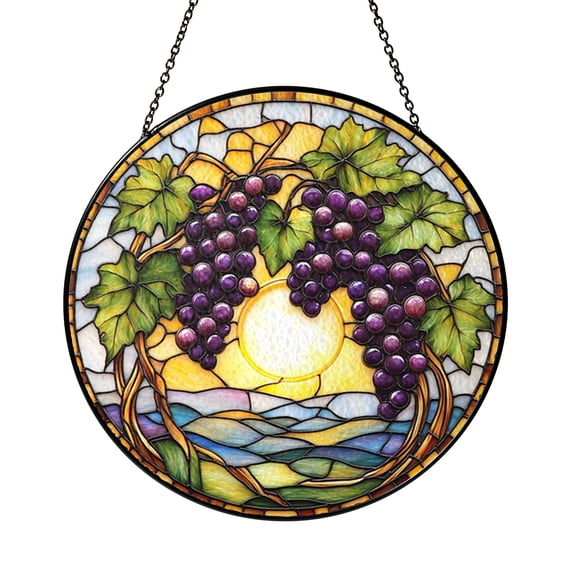 Vineyard Grape Stained Glass Style Window Decor  Suncatcher Art