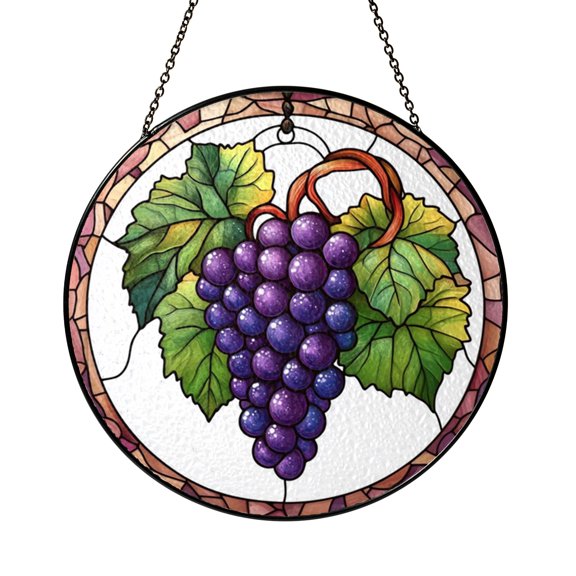 Vineyard Grape Stained Glass Style Window Suncatcher